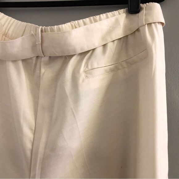 SOFT SURROUNDINGS Tencel Capri Wide leg Pants, Cream Front tie belt, Sz Large - Picture 6 of 11